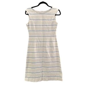 Preppy Sleeveless A-Line Coastal Beach Cotton Stripe Sleeveless Dress